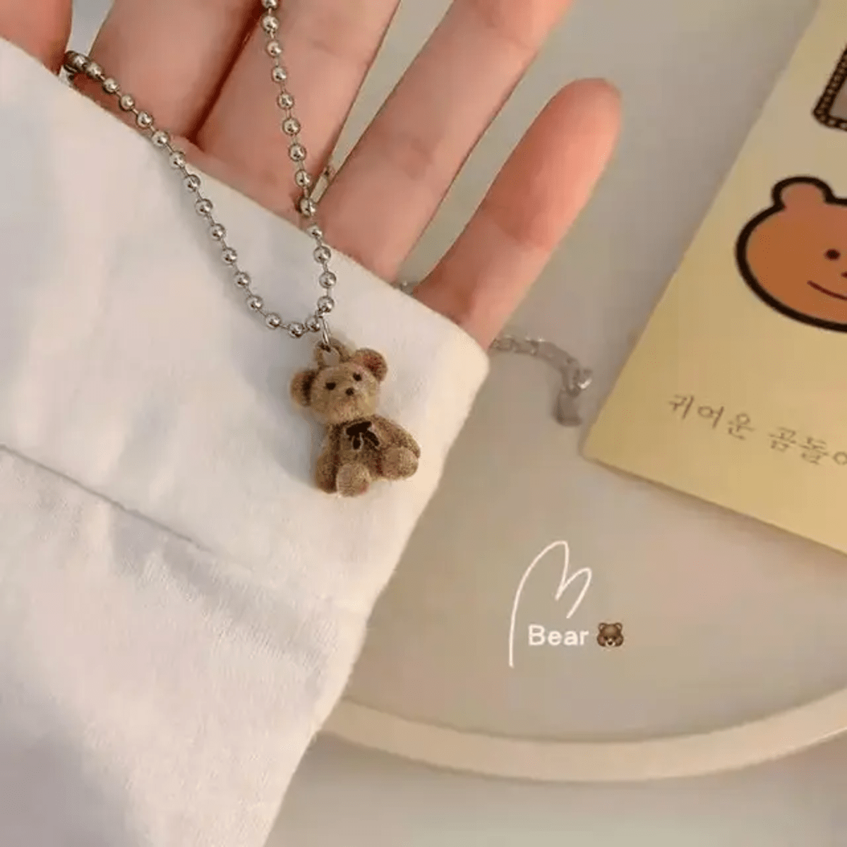 Flocking Bear Pendant Necklaces