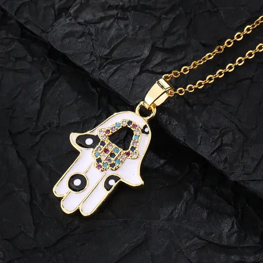 Premium Golden Hamsa Hand Necklace With Stainless Steel Chain