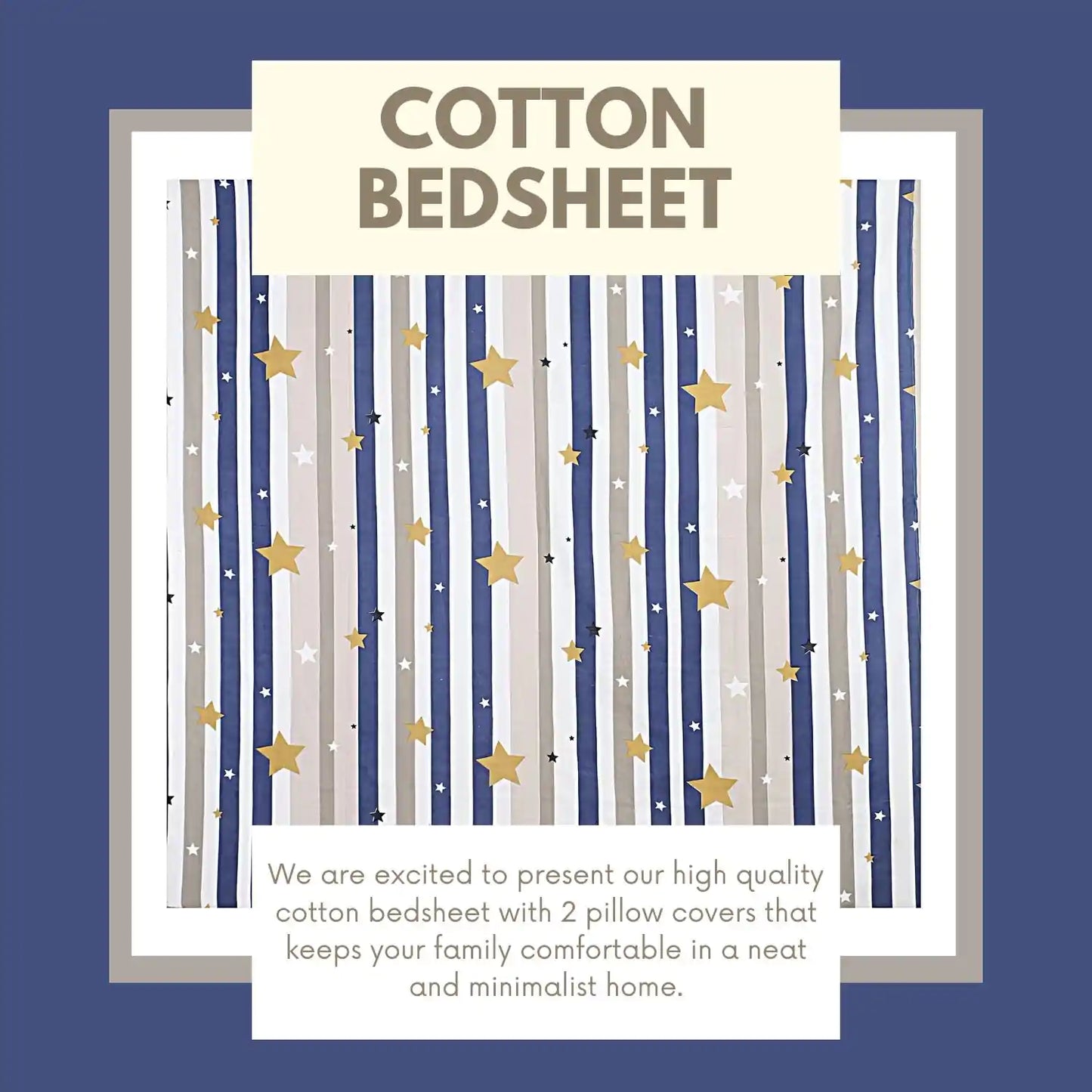 Starry Stripes King Size Double Bed Elastic Fitted Premium Bedsheet