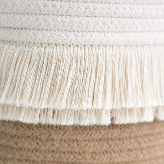 Small Woven Storage Baskets Cotton and Jute Rope Decorative Hamper