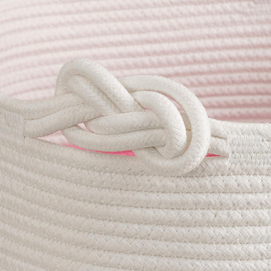 Large Rope Basket, Cute Tassel, Pink