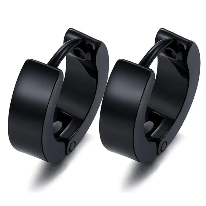 Black Hoop Earrings for Men