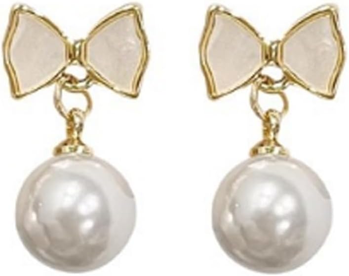 Women's pearl bow earrings