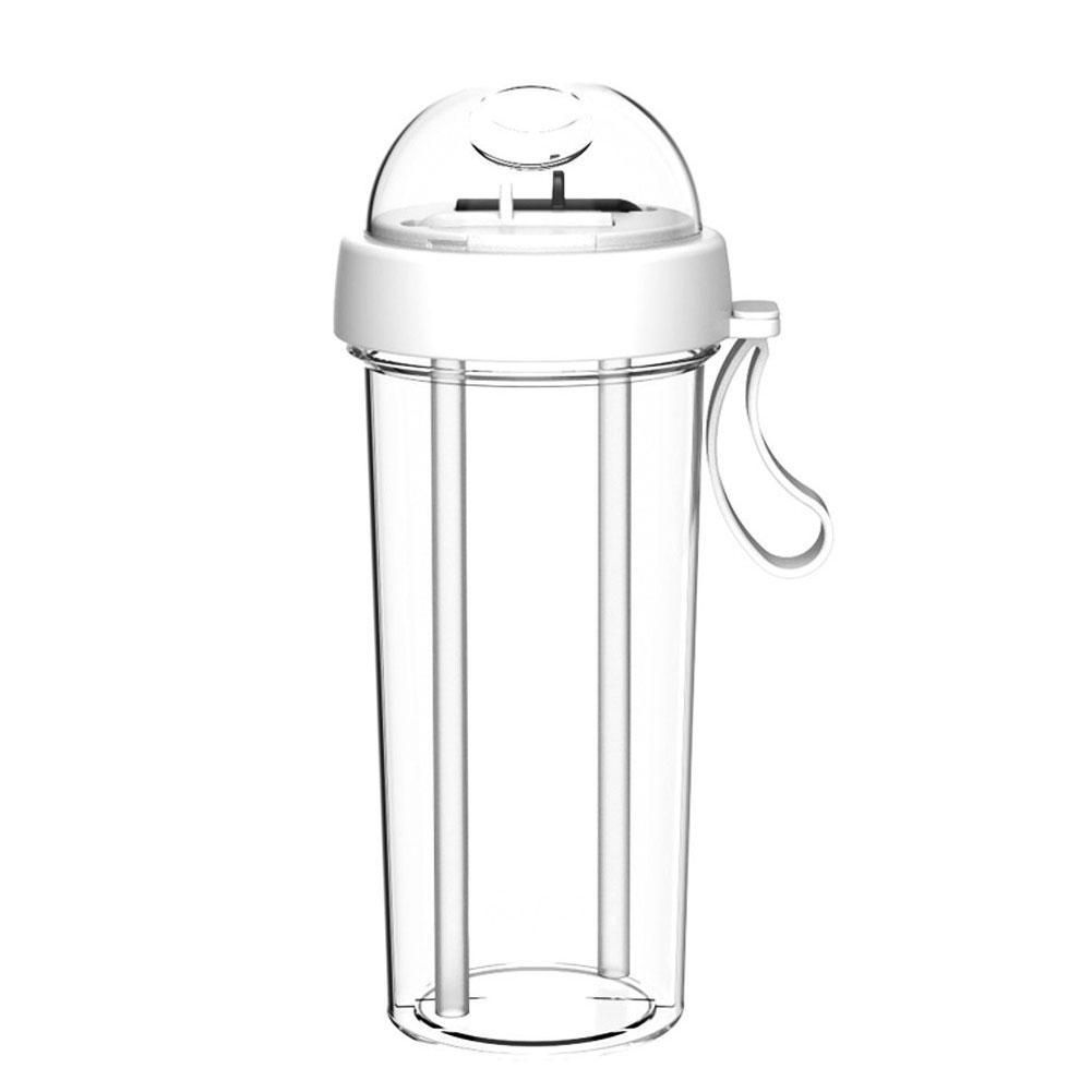 Bottle-Portable Dual Straw Separate Drink Water Beverage Bottle
