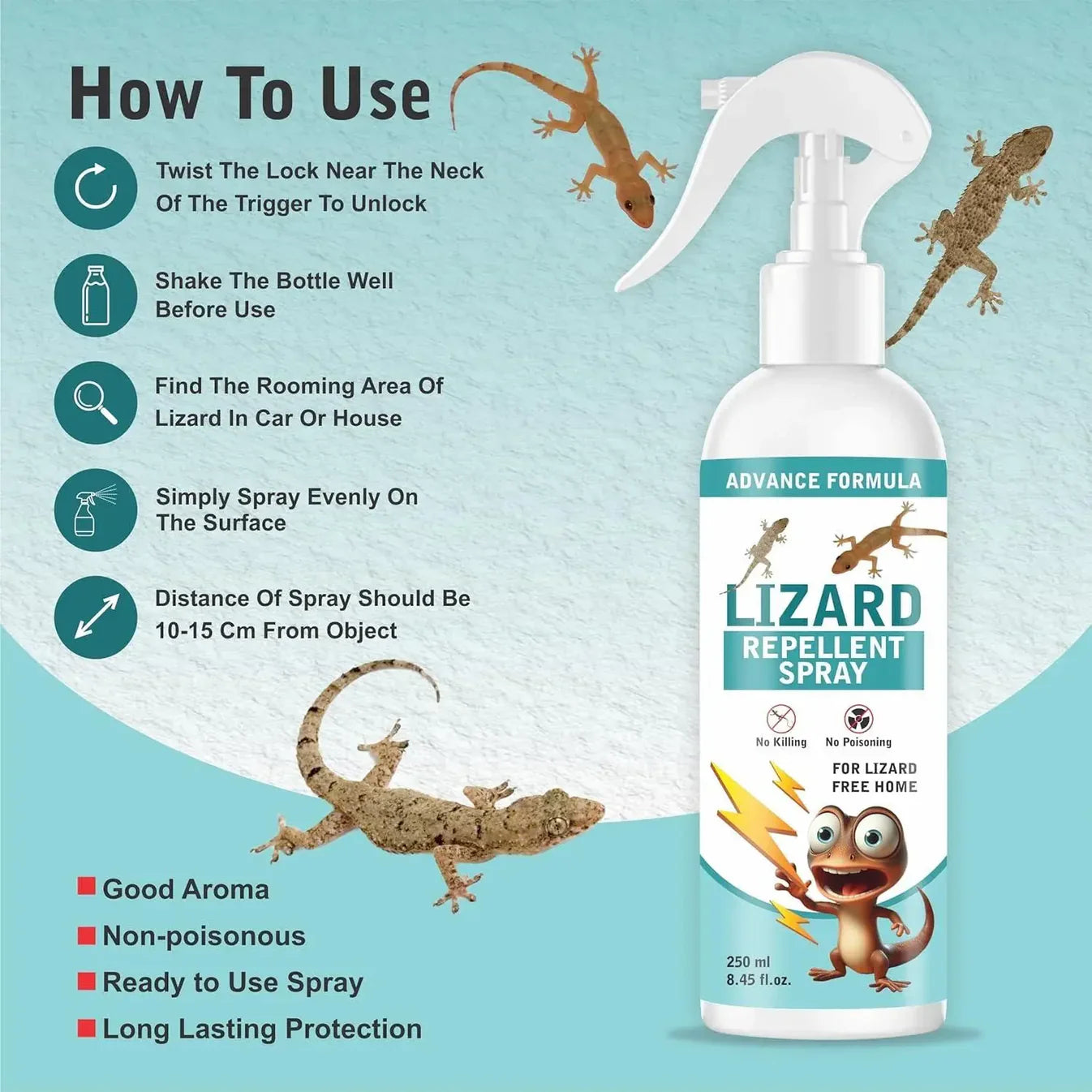 Home Safe Lizard Control Spray – 250ML Herbal Formula