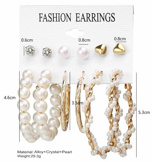 Set of 6 Long Short Korean earring
