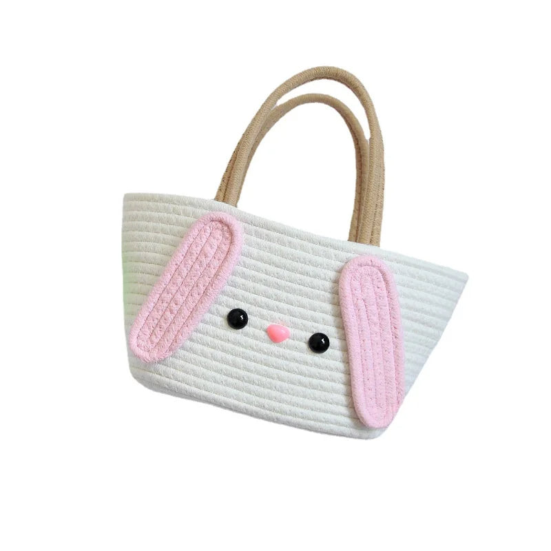 Super Cute Basket Woven With Cotton Rope (Pink)