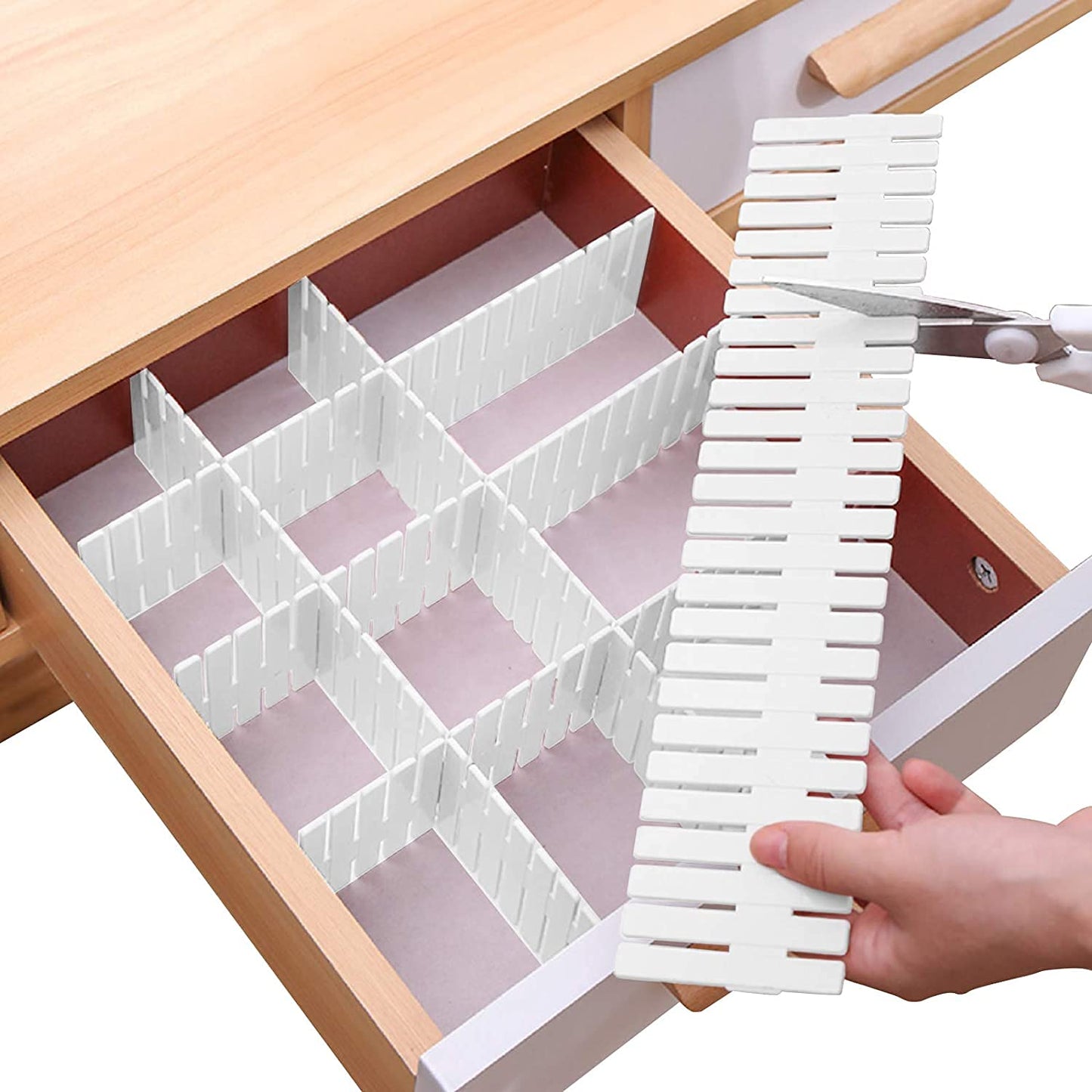 Adjustable Drawer Divider Organizer for Kitchen, Office & Closet – DIY Plastic Grid Storage Partition