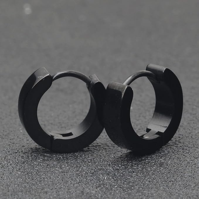 Black Hoop Earrings for Men