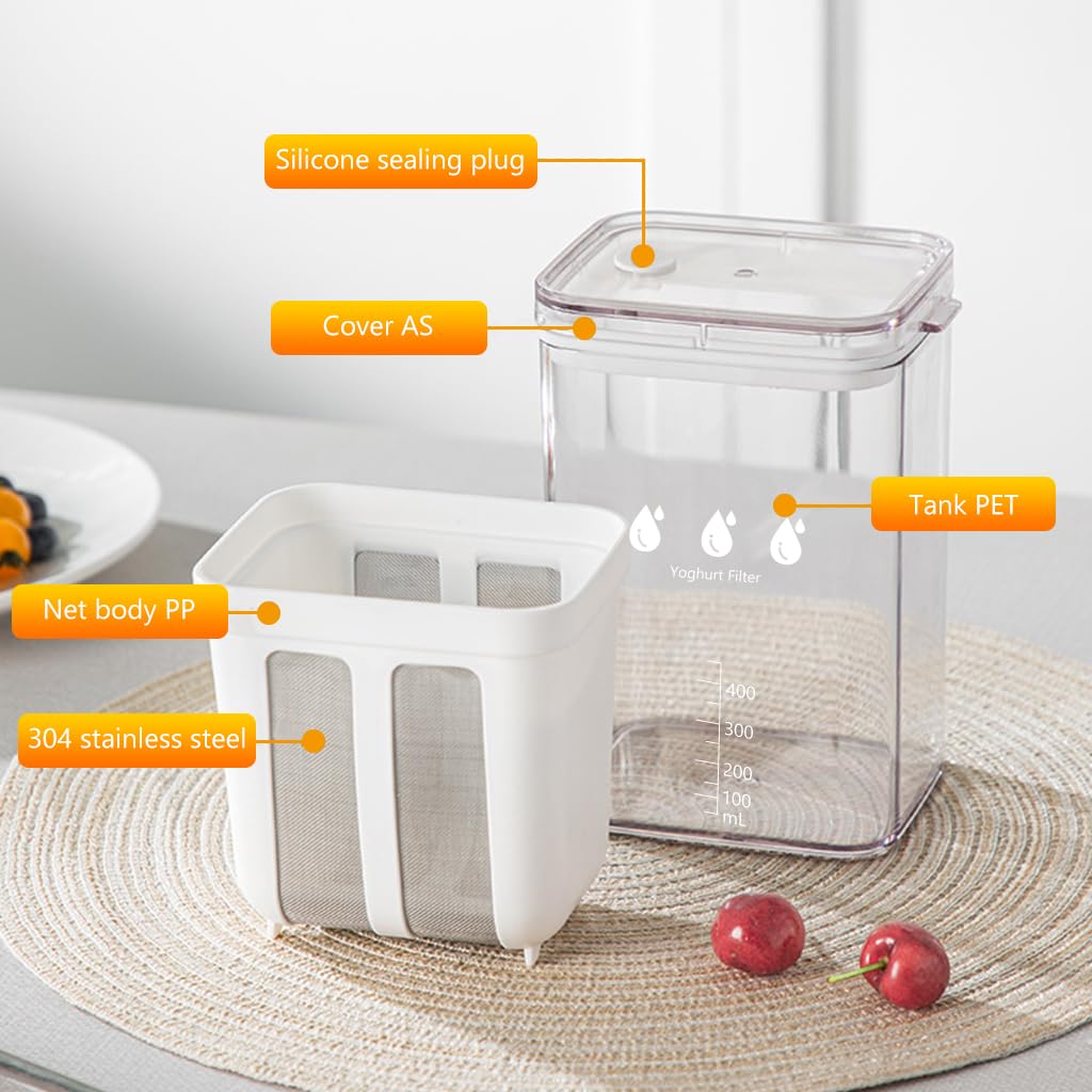 Multi-Purpose Yogurt & Milk Strainer with Fine Mesh and Lid