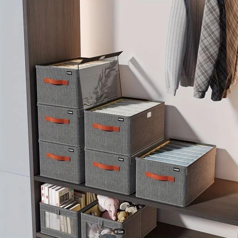 Multi-functional Folding Wardrobe Organizer With Lid and Fabric Handle