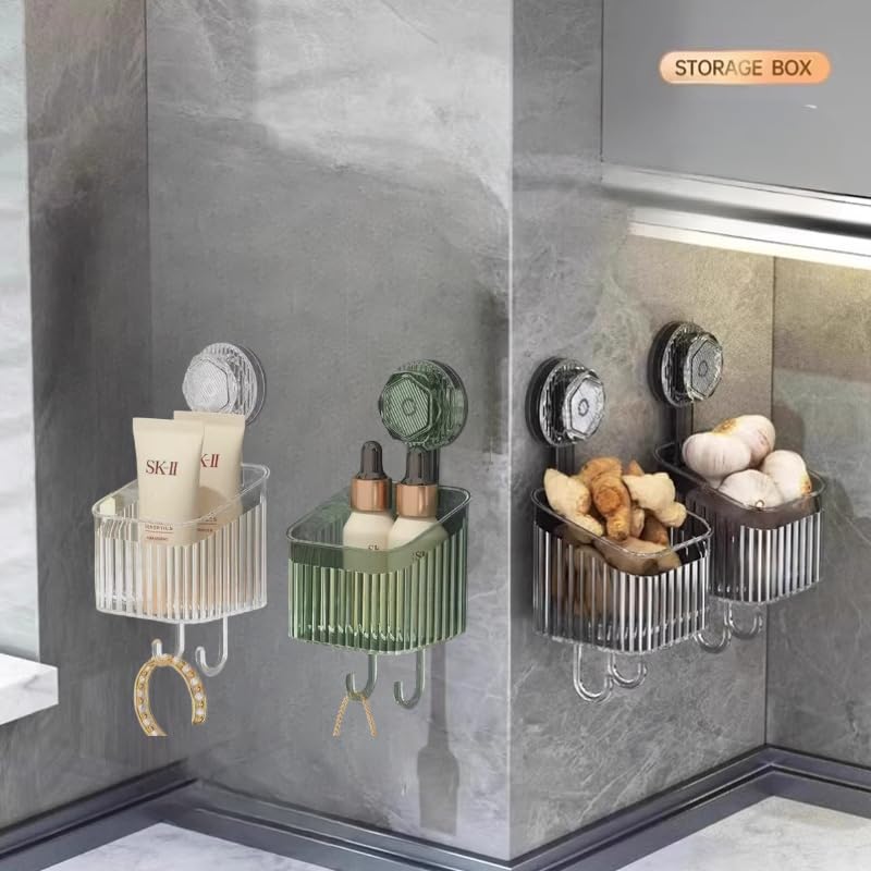 Compact Wall Organizer Box – Strong Suction & Dual Hooks (buy 1 Get 1 Free)