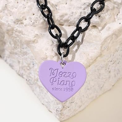 Black chain with beautiful colourful heart