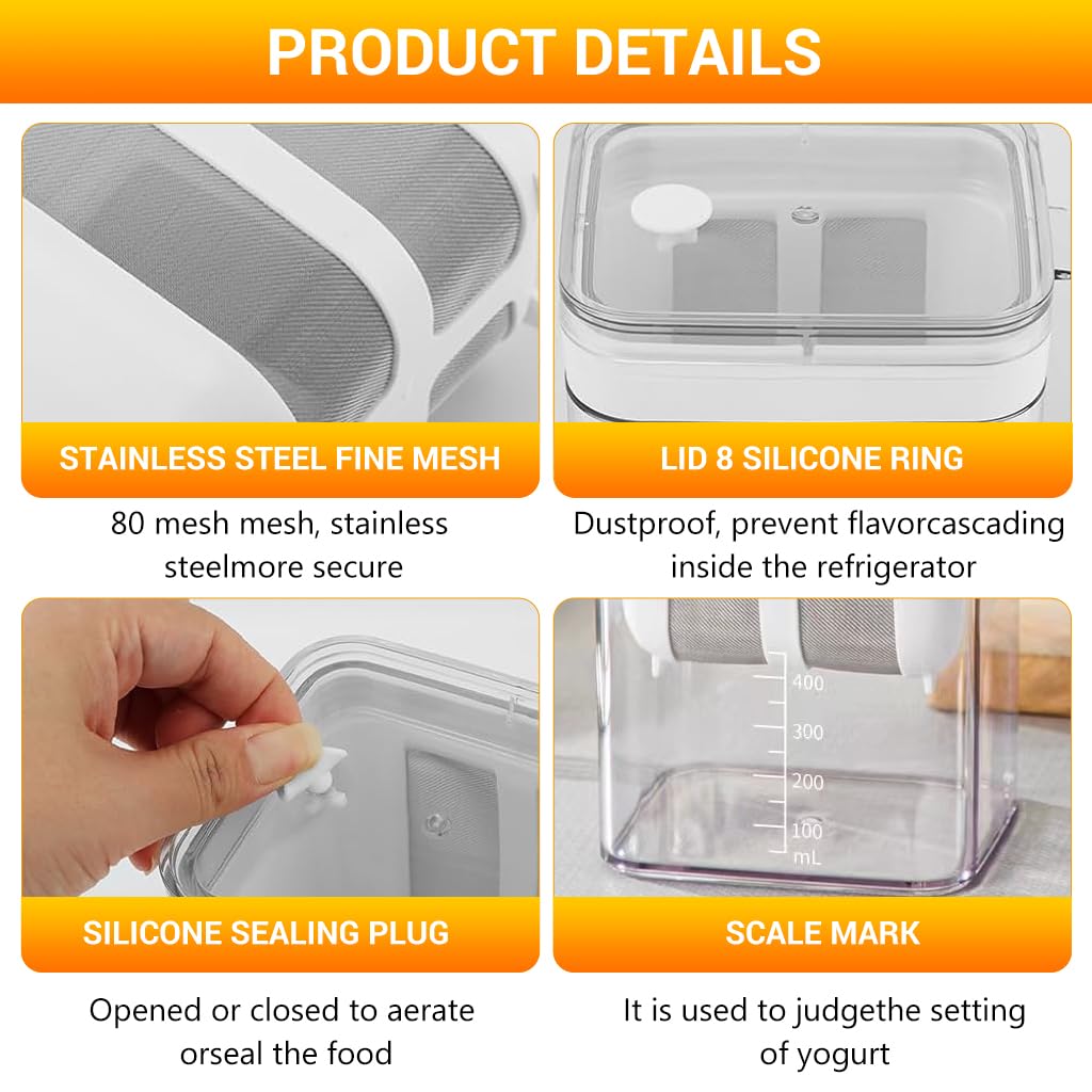 Multi-Purpose Yogurt & Milk Strainer with Fine Mesh and Lid