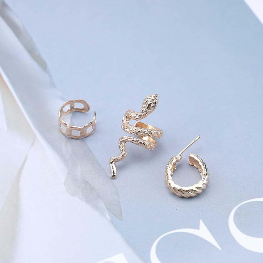Most Trending Korean Style Snake Earstuds for Women (Set of 3)