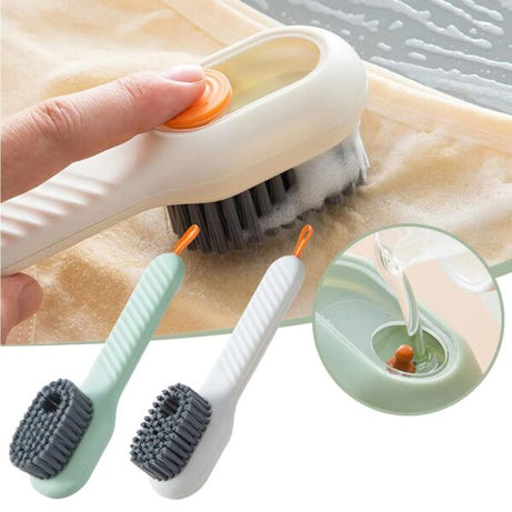 (Pack of 2) Multifunctional Easy to Use Press Liquid Brush with Soap Dispenser for Cleaning Shoes Clothes Laundry Household Use in Bathroom Kitchen