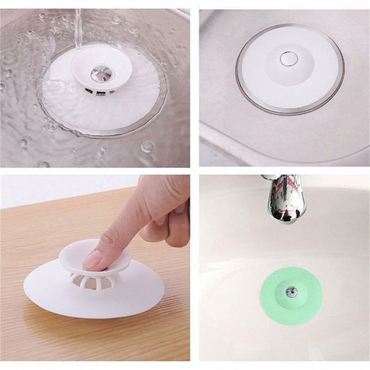 (Pack of 2) Press Type Anti-clogging Silicone Floor Drain Plug Outlet Filter Sink Cover