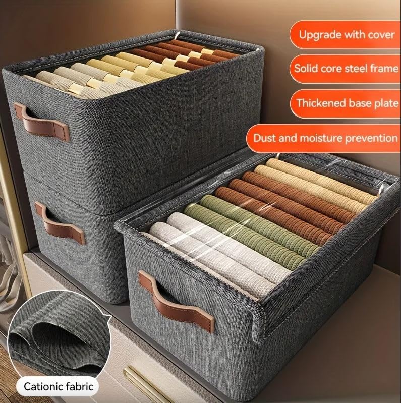 Multi-functional Folding Wardrobe Organizer With Lid and Fabric Handle