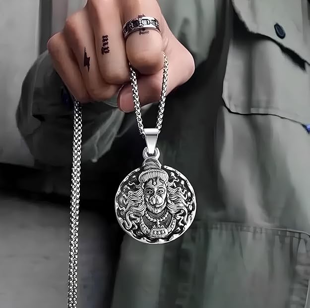 Silver-Plated Hanuman Pendant | Stylish & Durable Locket for Men