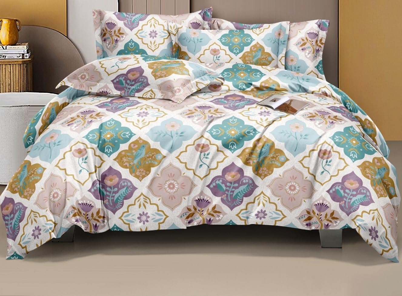 Premium Quality Light Shade King Size Double Bed Elastic Fitted Premium Bedsheet