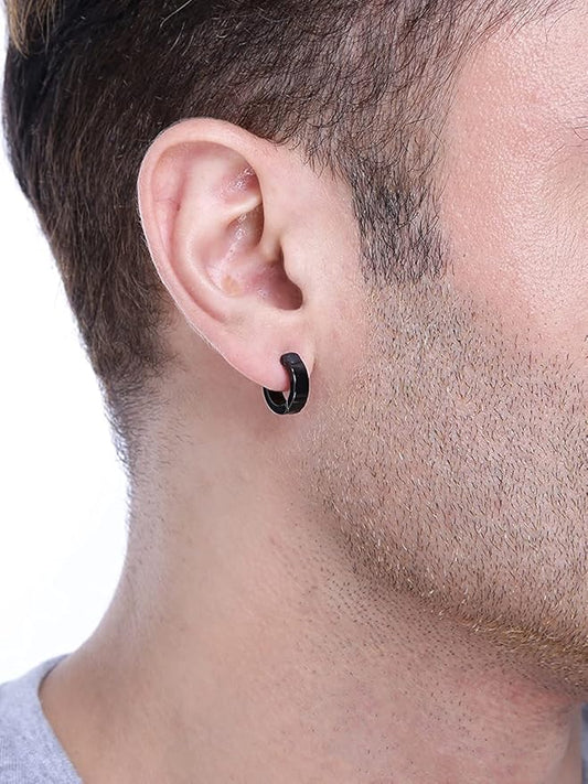 Black Hoop Earrings for Men