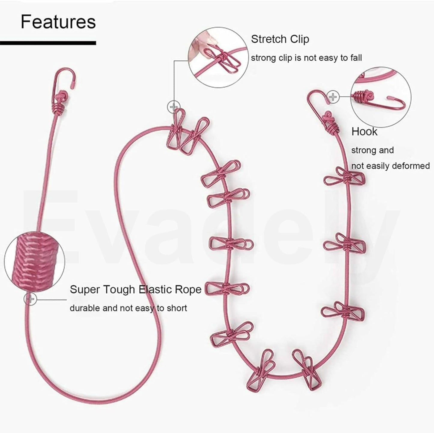 Cloth Drying Rope with Two-Sided Hooks (Heavy Quality)