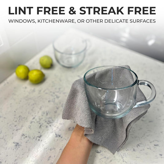 Reusable Cleaning Cloth Roll – 25 Tear-Away Washable Towels (12x12, Grey)