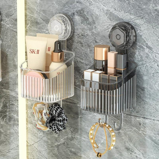 Compact Wall Organizer Box – Strong Suction & Dual Hooks (buy 1 Get 1 Free)