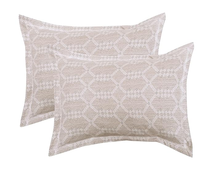 Taupe Grey Leaves King Size Bedsheets with 2 Large Pillow Covers