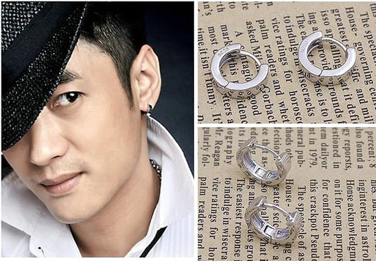 Silver Huggie Hoop Earrings for Men
