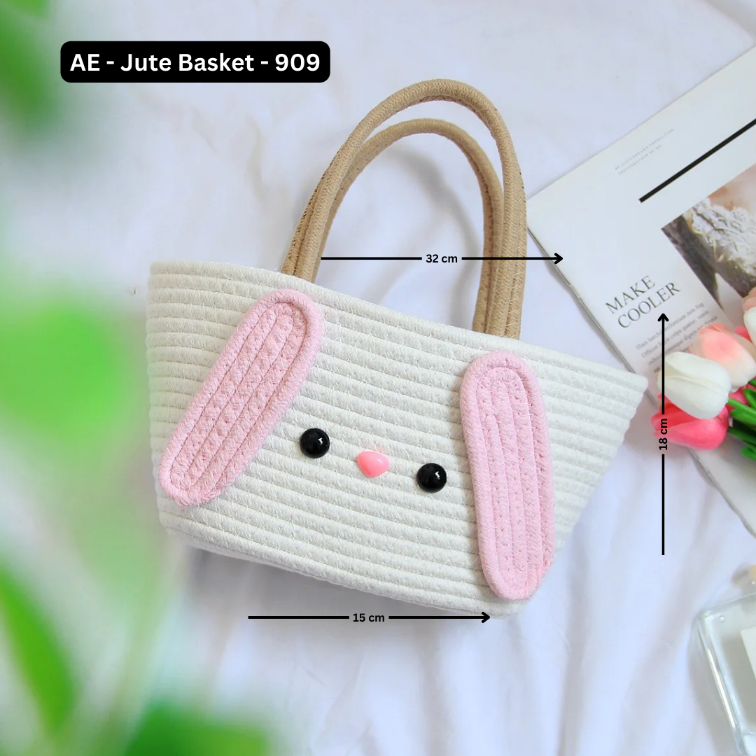 Super Cute Basket Woven With Cotton Rope (Pink)