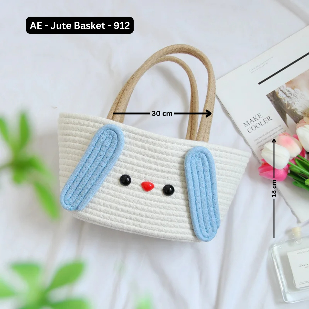 Super Cute Basket Woven With Cotton Rope (Blue)