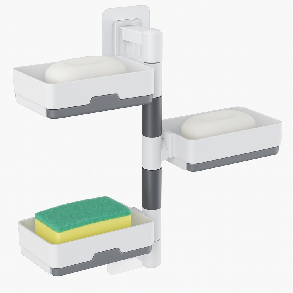 3-Layer Soap Dish & Sponge Rack Organizer