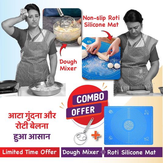 Perfect Roti Combo : Silicone Roti Mat & Stainless Steel Atta Dough Maker