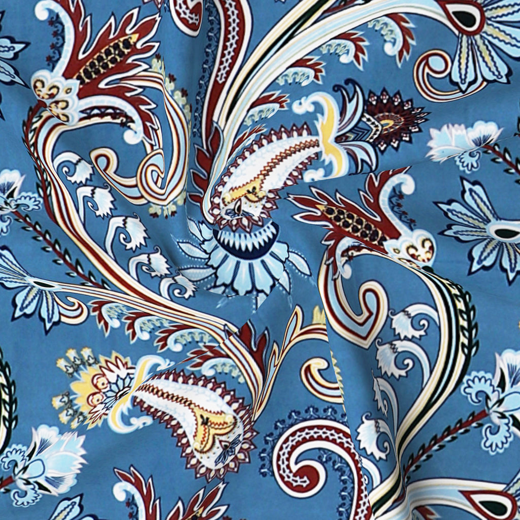 Blue Paisley Elastic Fitted Bedsheet with 2 Pillow Covers