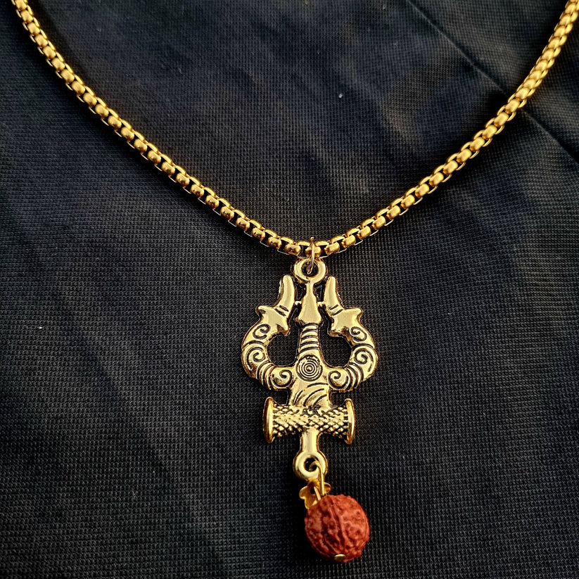 Trending Today: Gold Plated Trishul Pendant with Elegant Necklace Chain