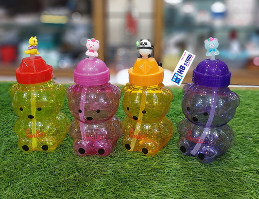 (Pack of 2) Fama and Uzzi Bear Straw Water Bottle For Kids