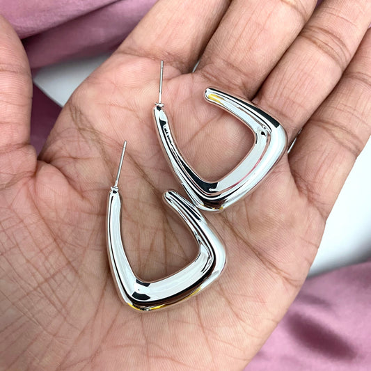 Trendy Silver Drop Korean Hoop Earring