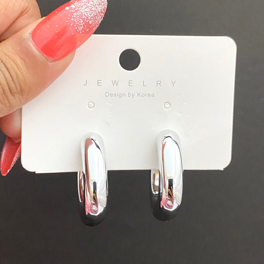 Silver Square Shape Korean Earring