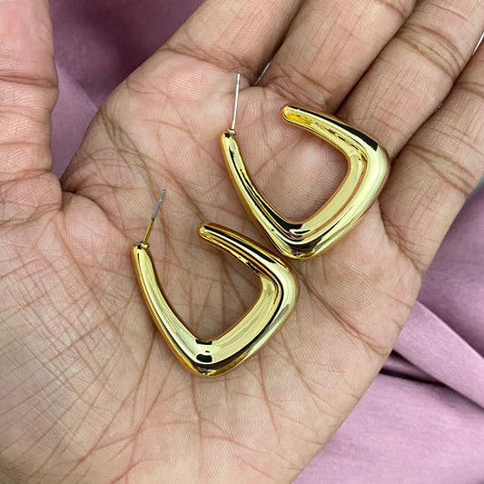 Trendy Golden Drop Korean Hoop Earring