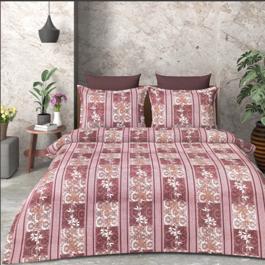 Multicoloured Floral print cotton Double Bed Bedsheet with 2 Pillow covers