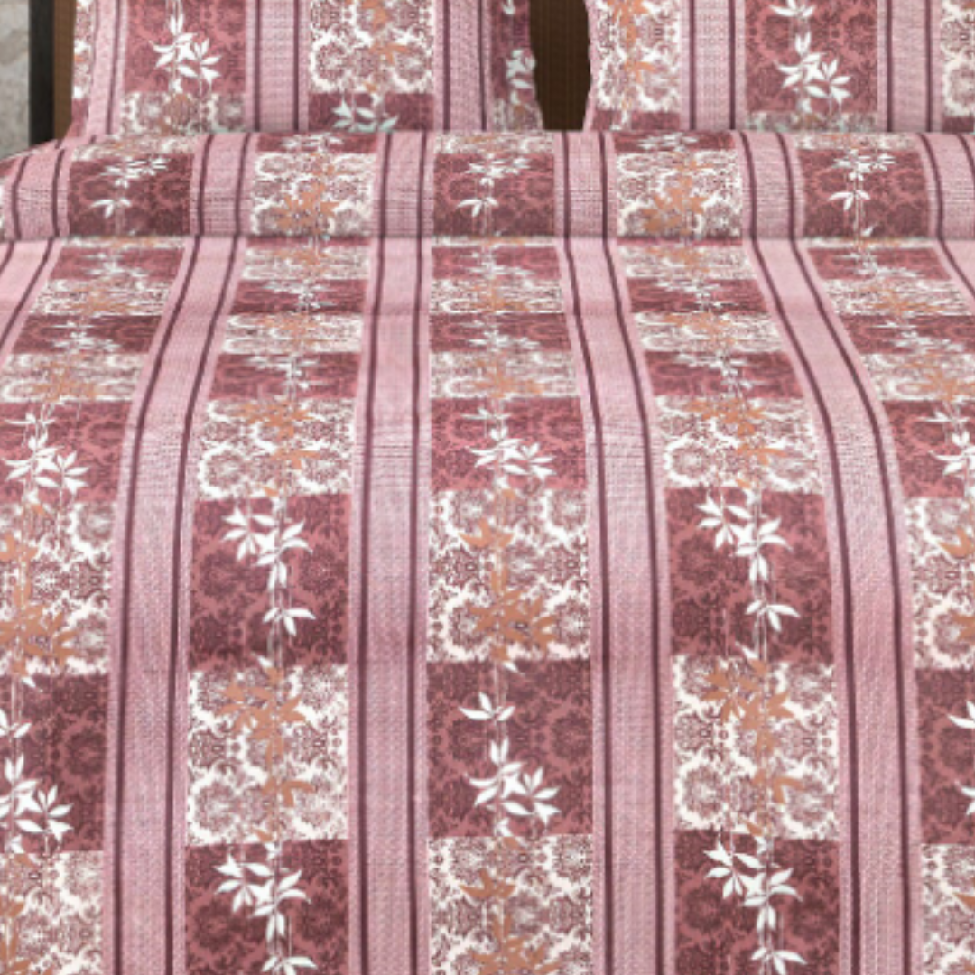 Multicoloured Floral print cotton Double Bed Bedsheet with 2 Pillow covers