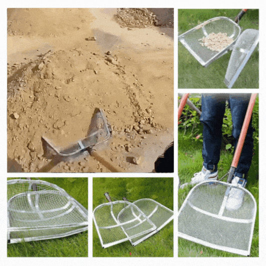 Heavy shovel for soil sifting