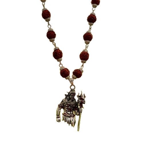 π± Har Har Mahadev! Sacred Mahadev Locket with Silver Rudraksha Mala ποΈβ¨