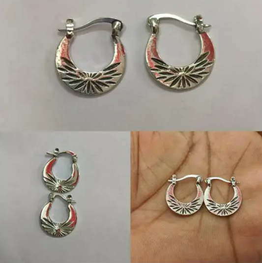 Silver Punjabi Nattiyan Minimalist Hoops Pair For Men
