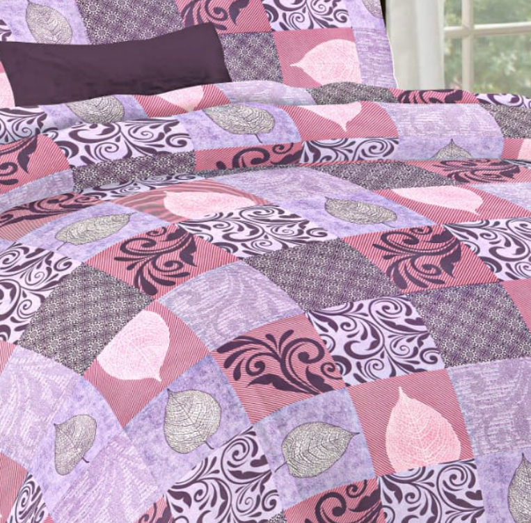 Multicolored leaf & Floral Double Bed Cotton Bedsheet Set with 2 Pillow Covers