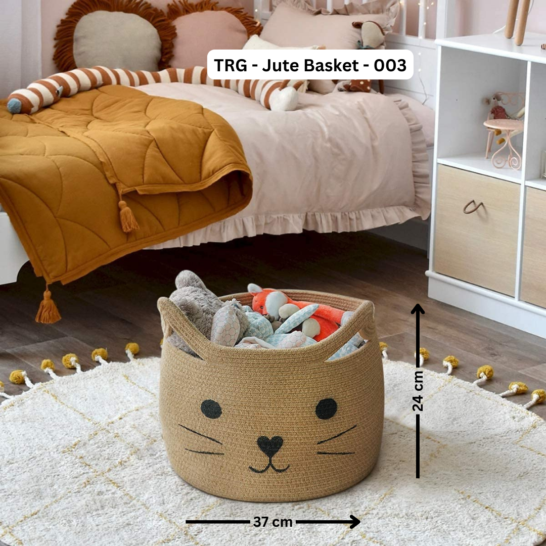 CAT Large Woven Jute Rope Storage Basket