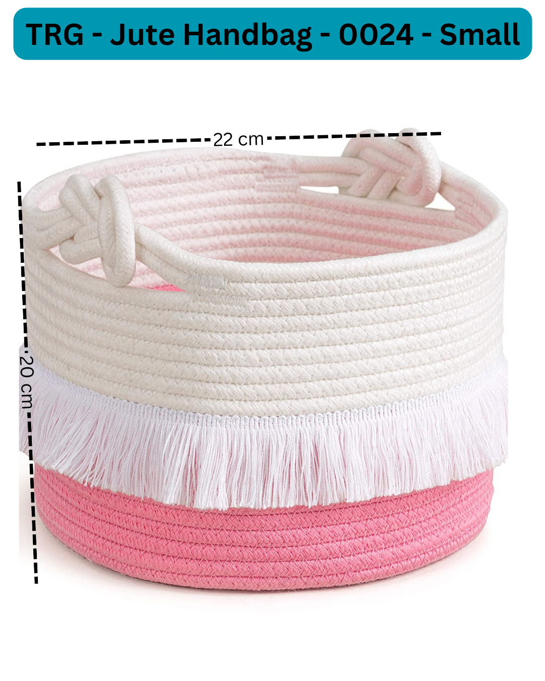Small Rope Basket, Cute Tassel Decor for Girl, Pink