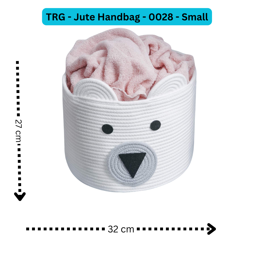 Small Bear Basket, Cotton Rope Basket, Toy Storage, White