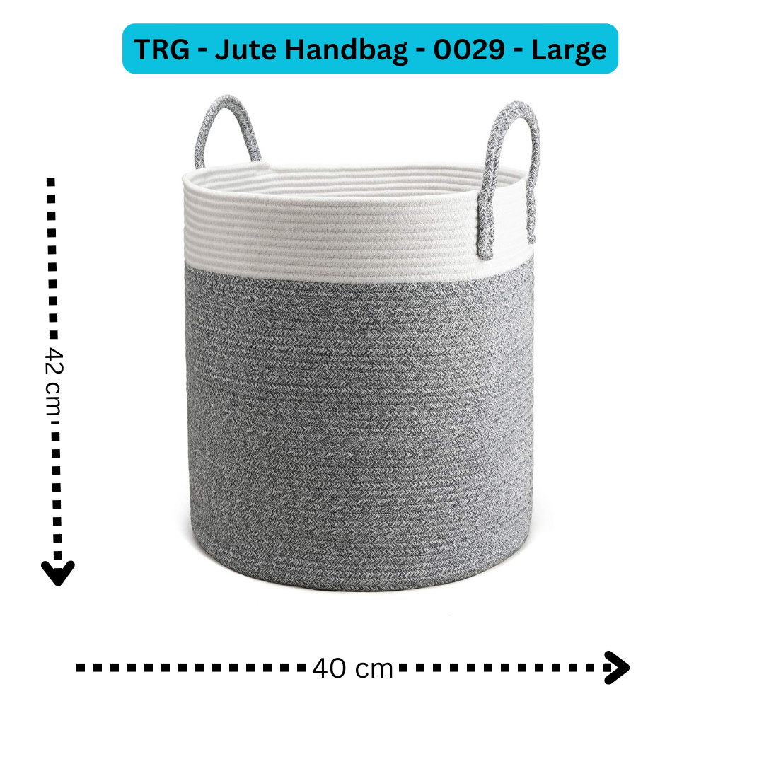 Large Cotton Rope Basket, Decorative Woven Basket for Laundry, Gray